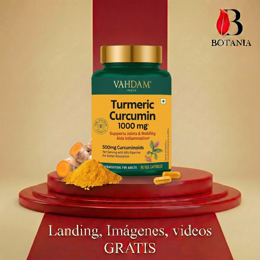 Cúrcuma con Curcumina Vahdam  90 Cápsulas